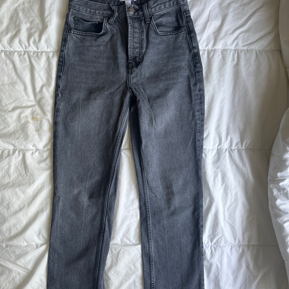 Topshop Women’s Dark Gray Straight Jeans